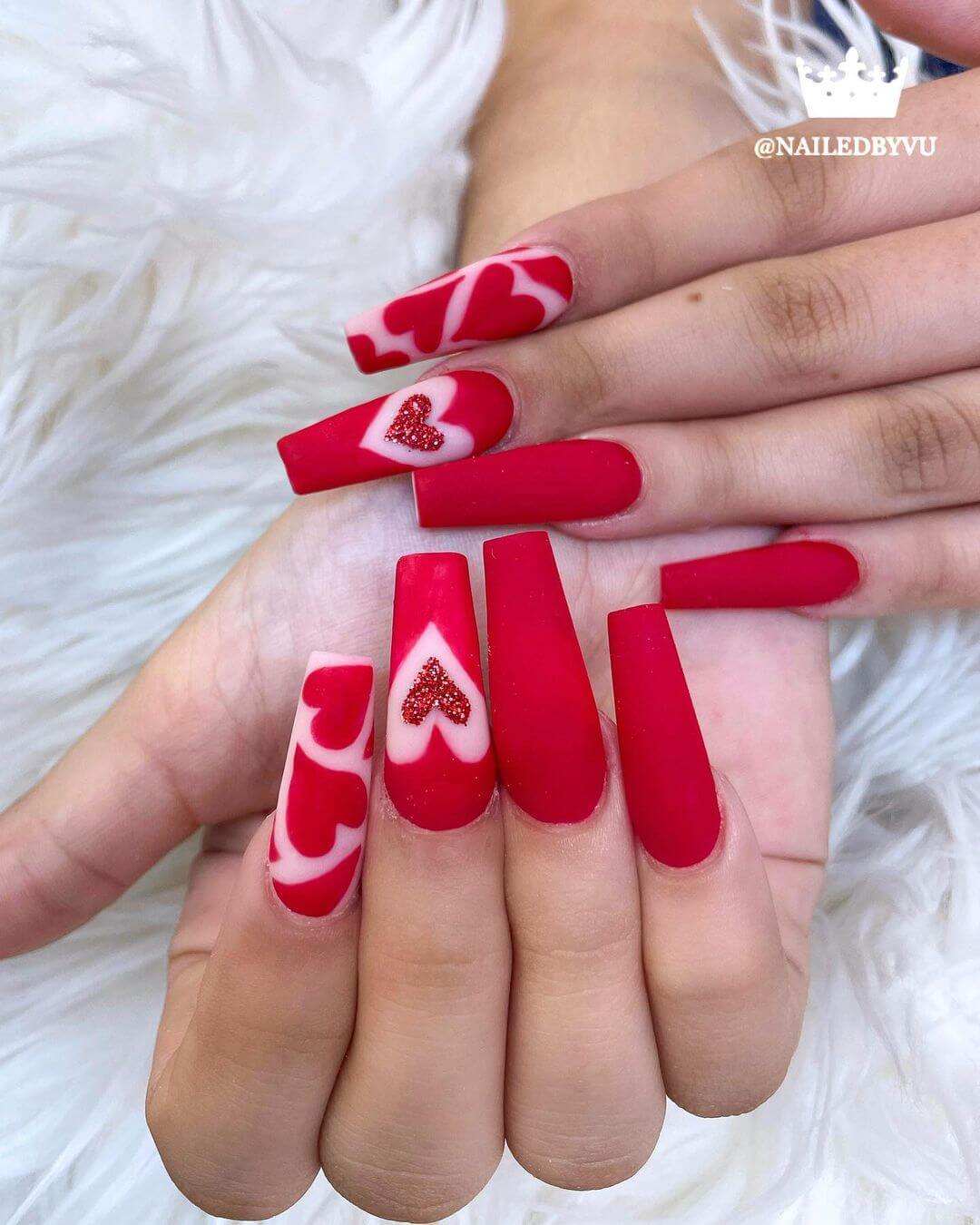 Heart Nail Art Designs for Valentine's Day - Colour that never goes out of style - Red