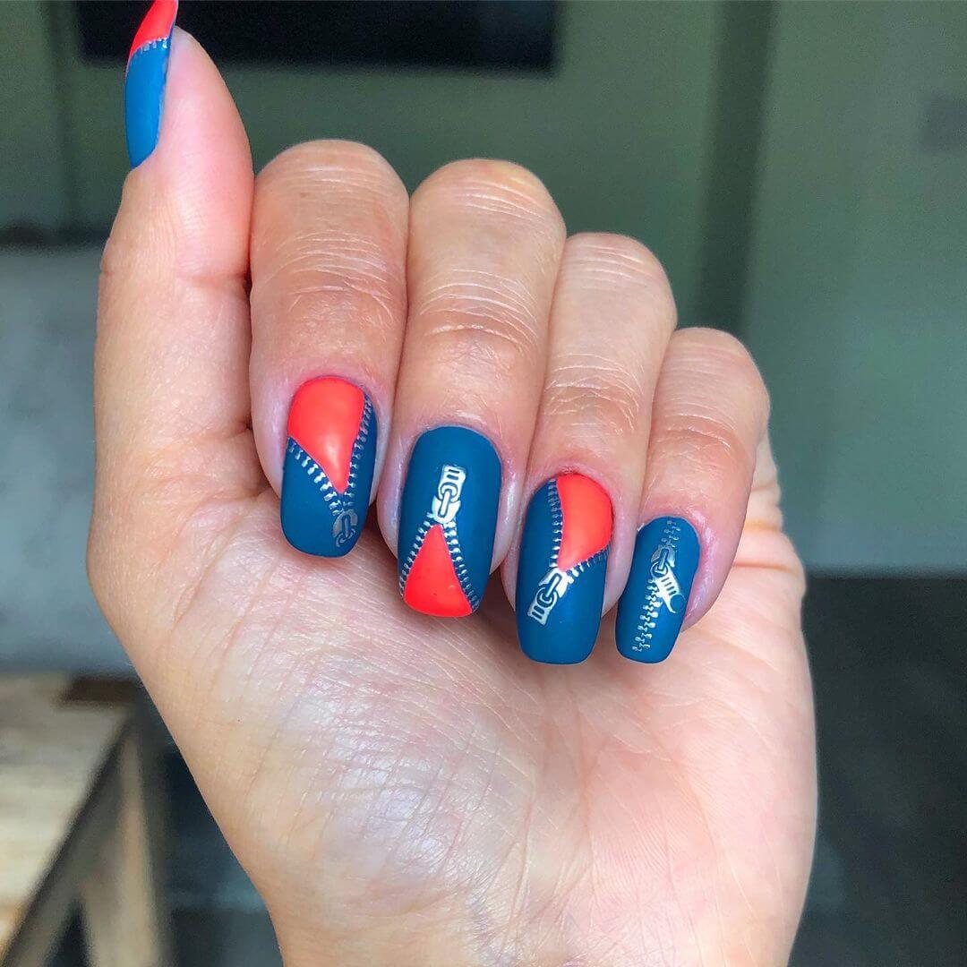 Jeans and Zipper Nail Art Double The Color, Double The Trouble