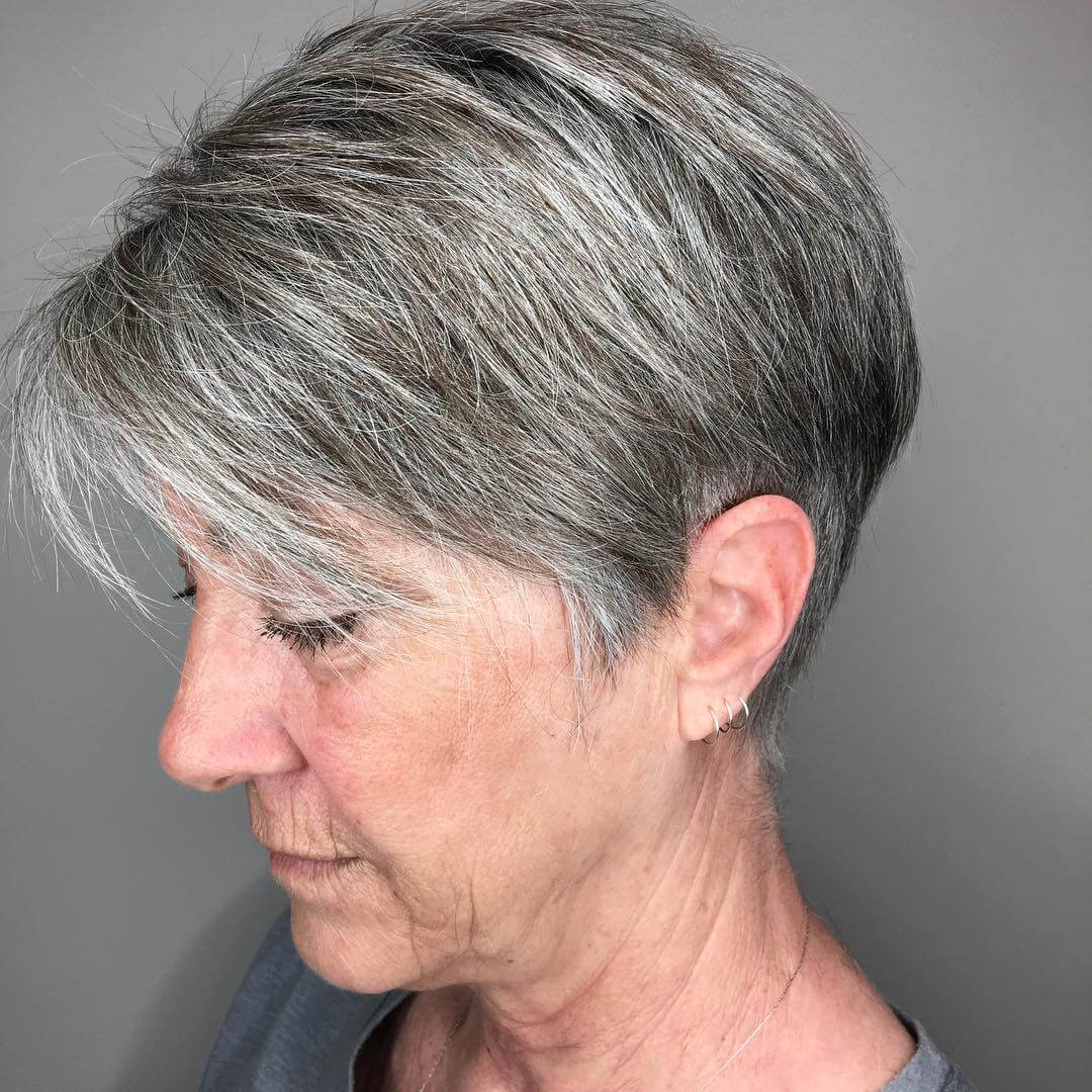 Medium haircuts for women over 60 Silver Pixie Hairs For Grandma