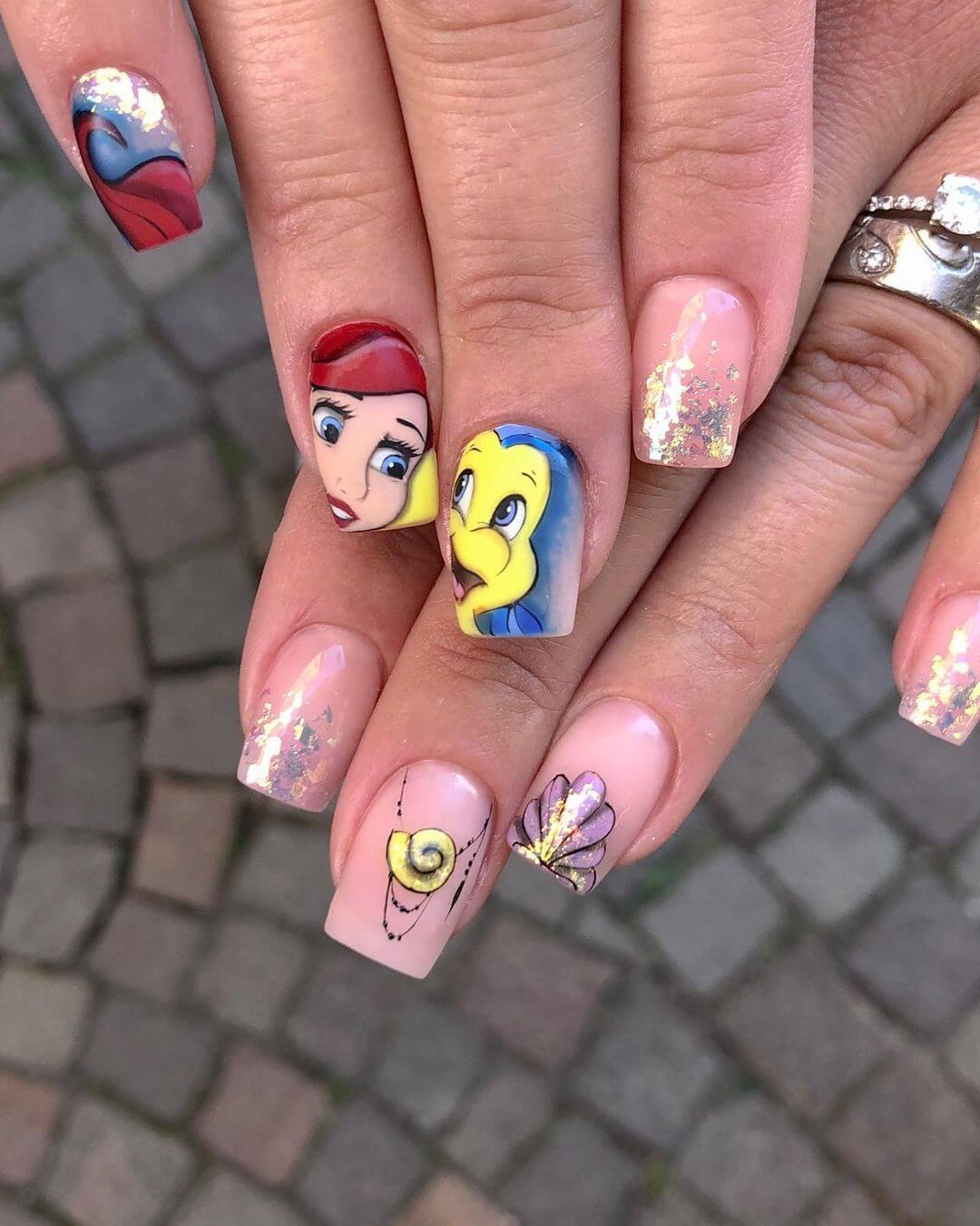 Mermaid Nail Art Designs The Friendship Of Ariel And Flounder