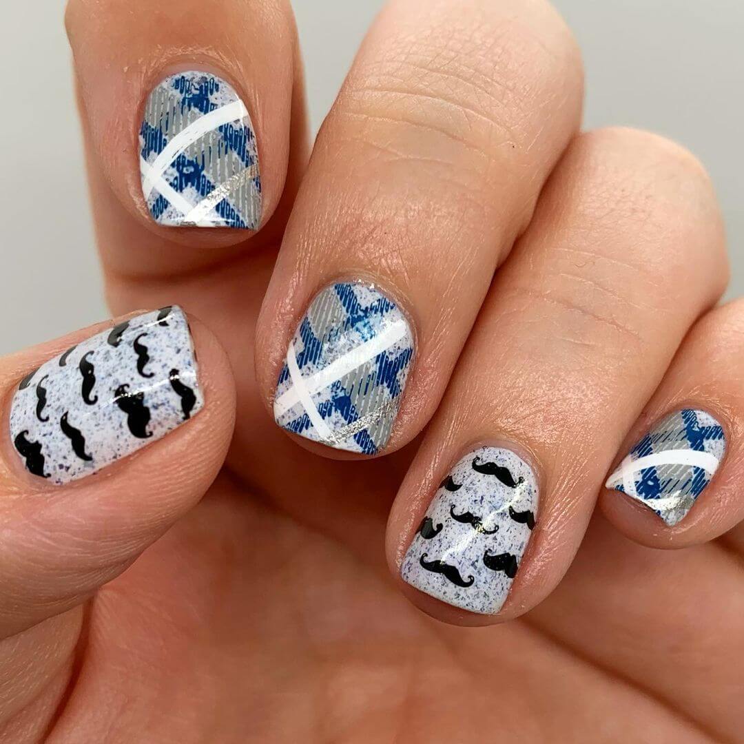 Mustache Nail Art Designs Checkers And Mustaches