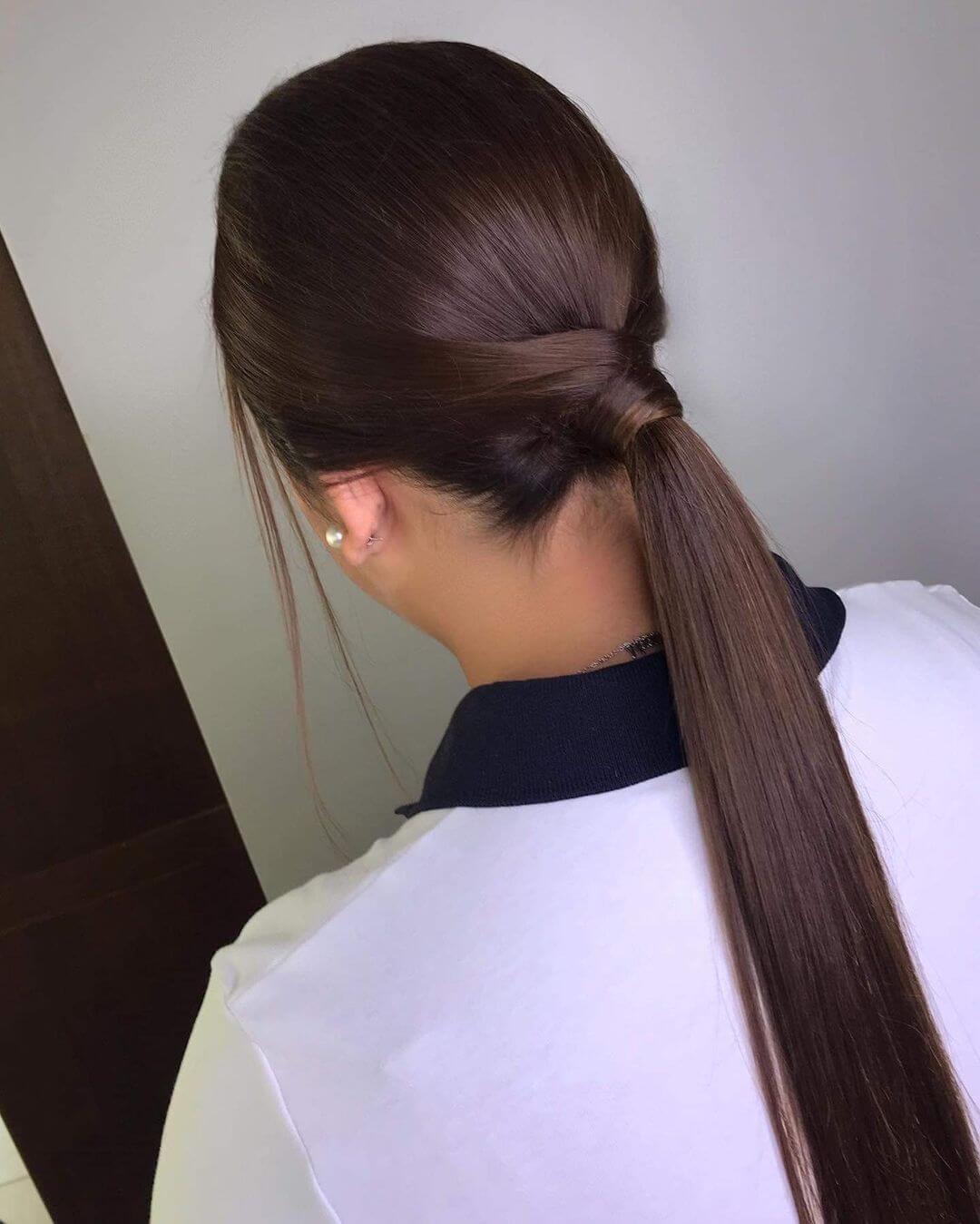 Office Hairstyle For Woman with Long Hair Low Ponytail With High Standards