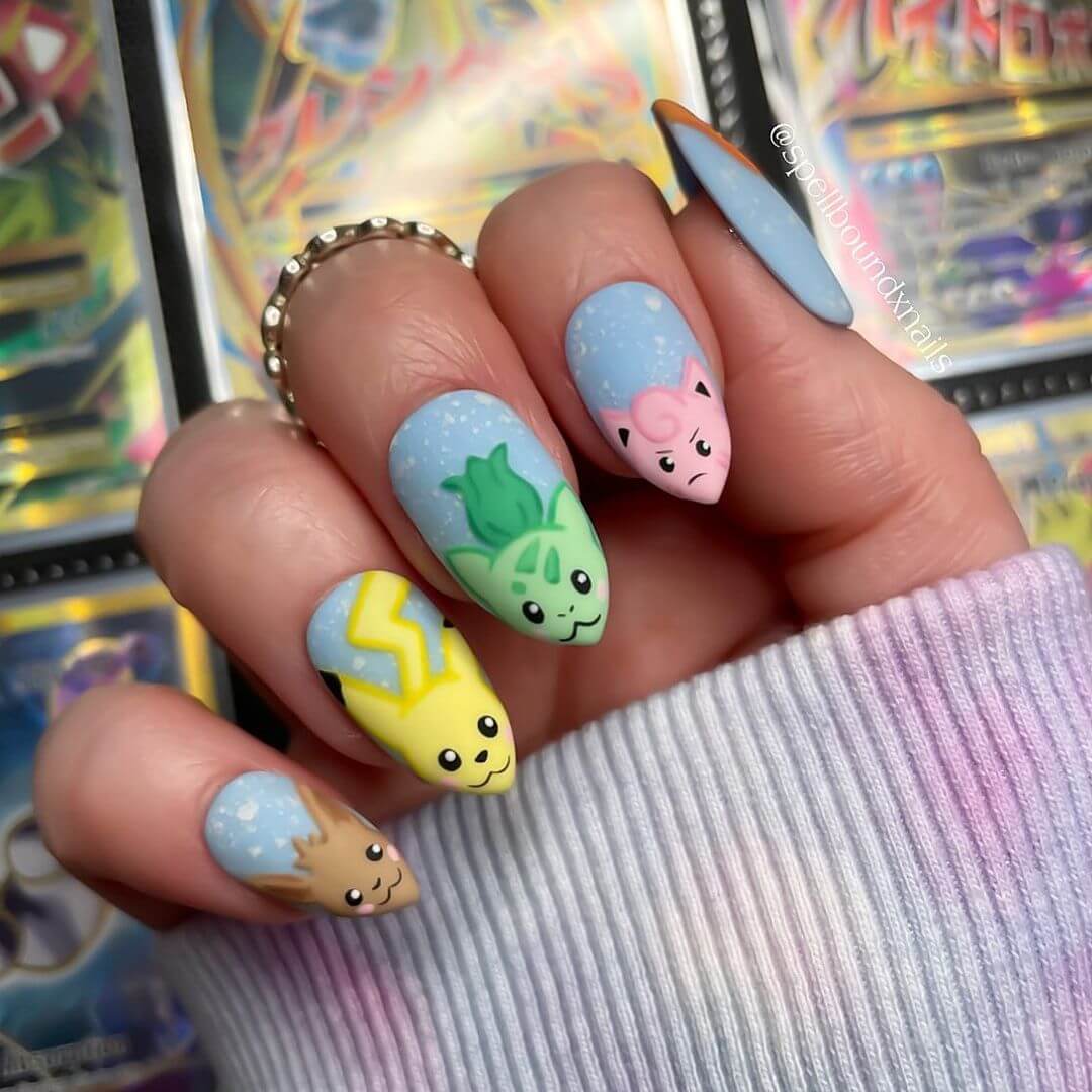 Pikachu And Pokemon Nail Art Designs Very adorable pokemon nailart!