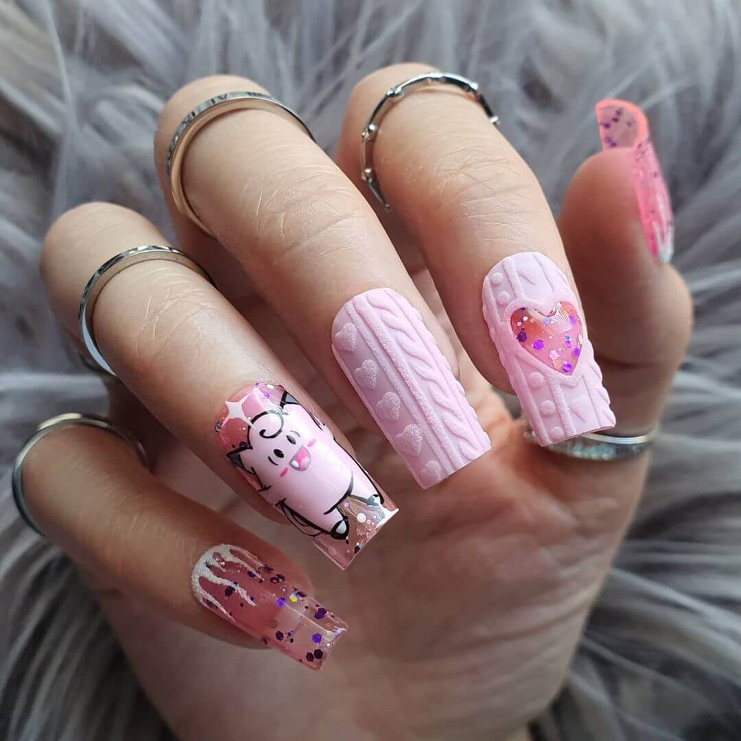 Pikachu And Pokemon Nail Art Designs This clefairy nailart is next level!