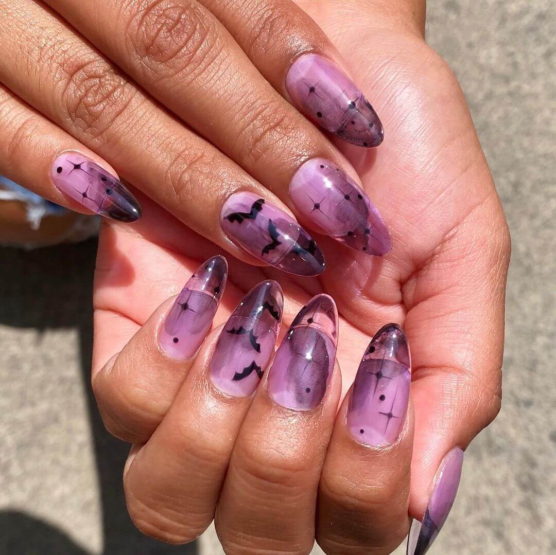 Purple Nail Art Designs Spooky Season Opened With Some Gorgeous Bat Nails!