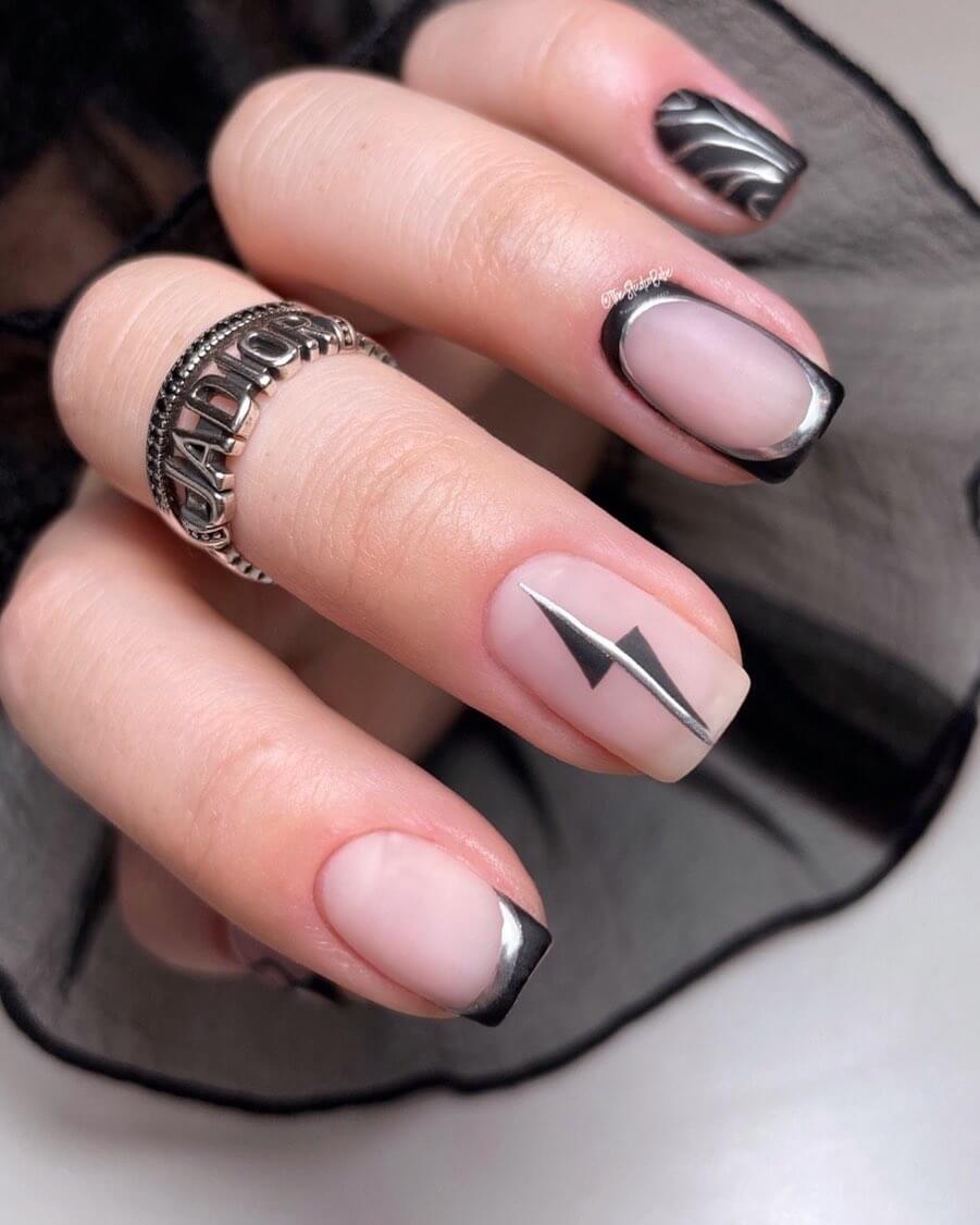 Silver Nail Art Designs Black and silver nail art design