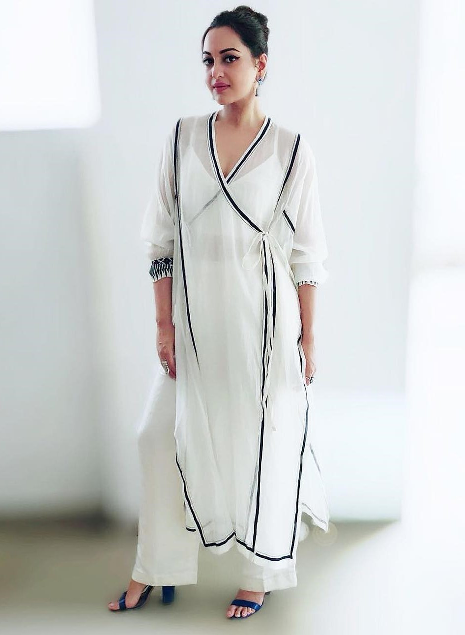 White Suit With Kung Fu Dress Code Sonakshi Sinha's Dresses, Sarees, Lehenga, Jewellery & More