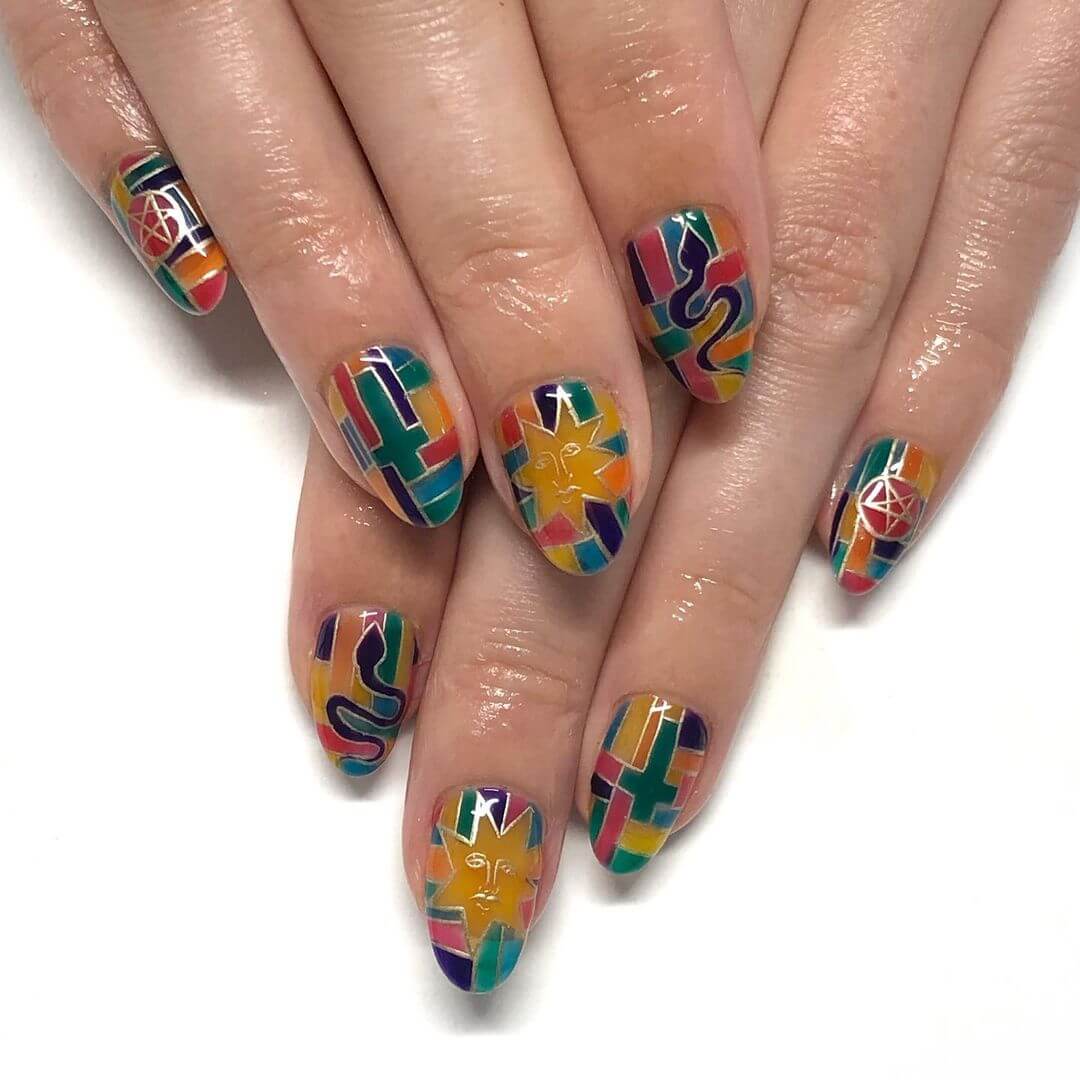 Stained Glass Nail Art Designs Save this enchanting nailart for your summers!