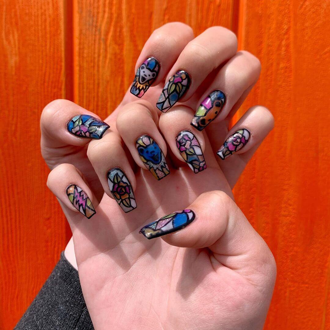 Stained Glass Nail Art Designs A classy stained glass nailart to flaunt on