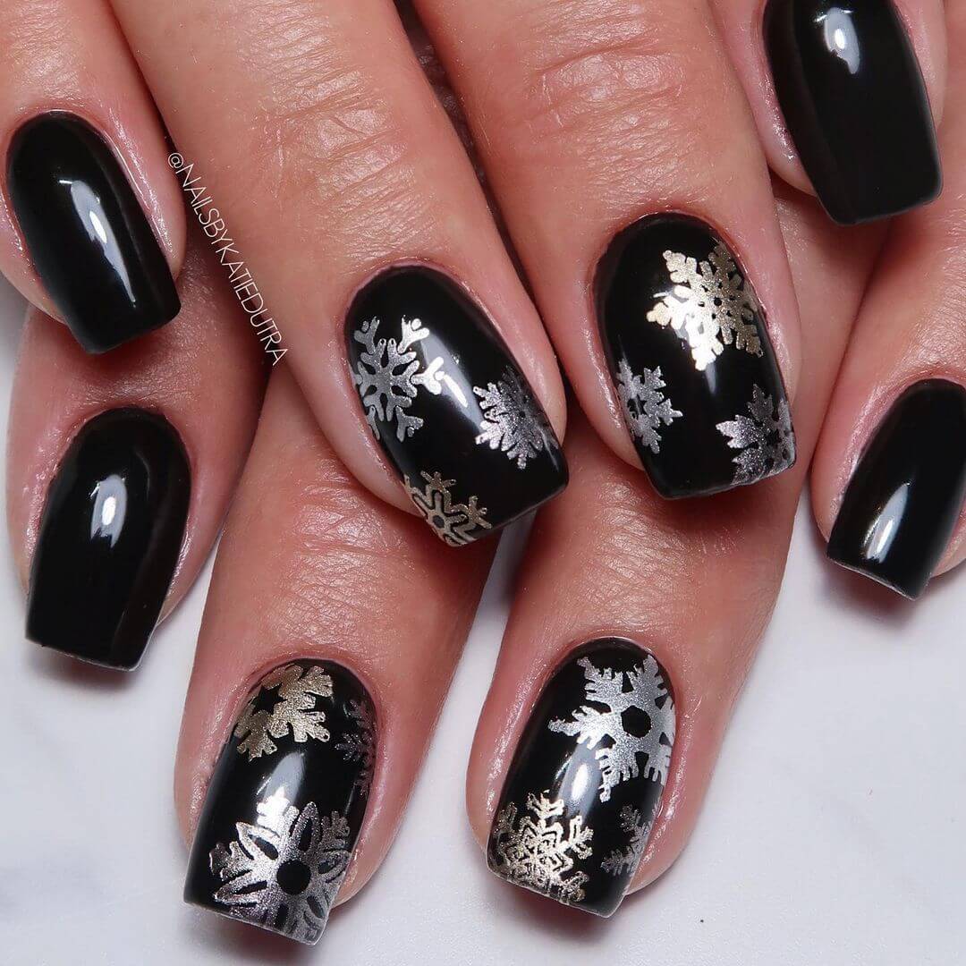 Winter Nail Art Black and silver snowflake is the newbie!