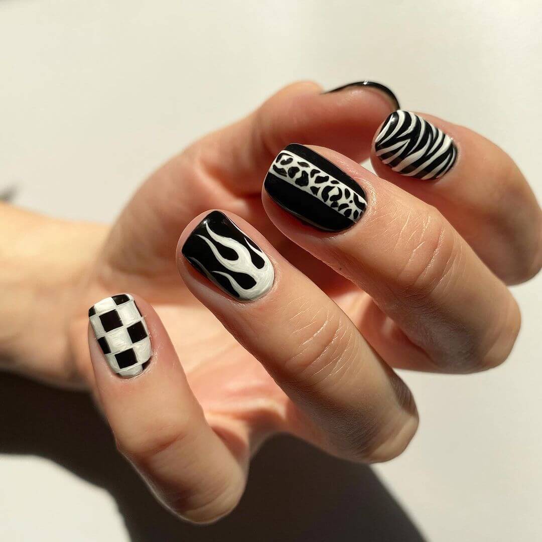 Different zebra patterns nail art