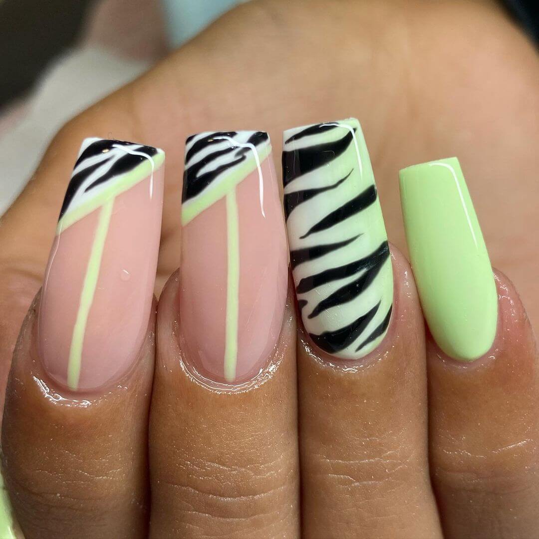 Zebra Nail Art Design Lime And Zebras