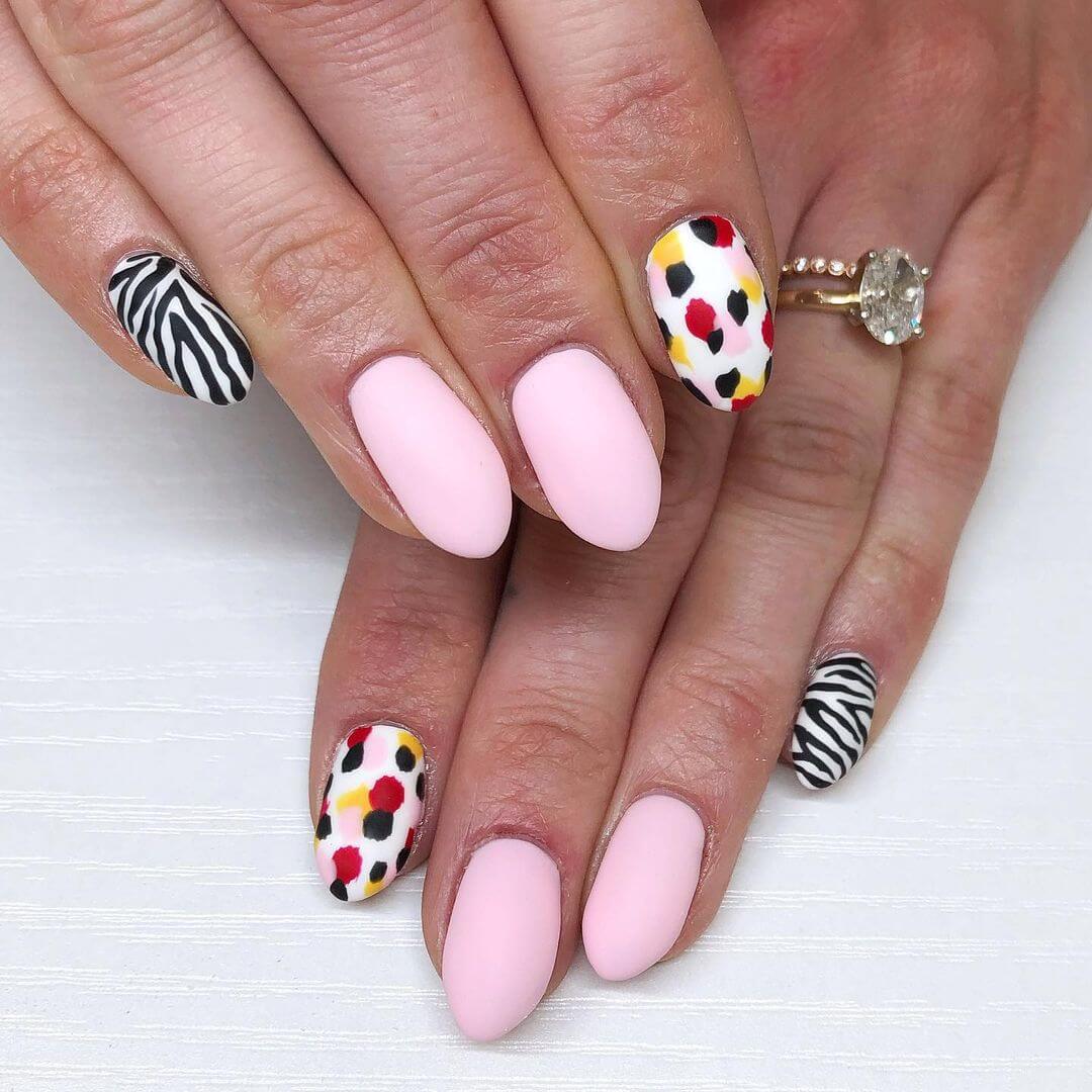 Zebra Nail Art Design Pink Nails And Zebra Stripes
