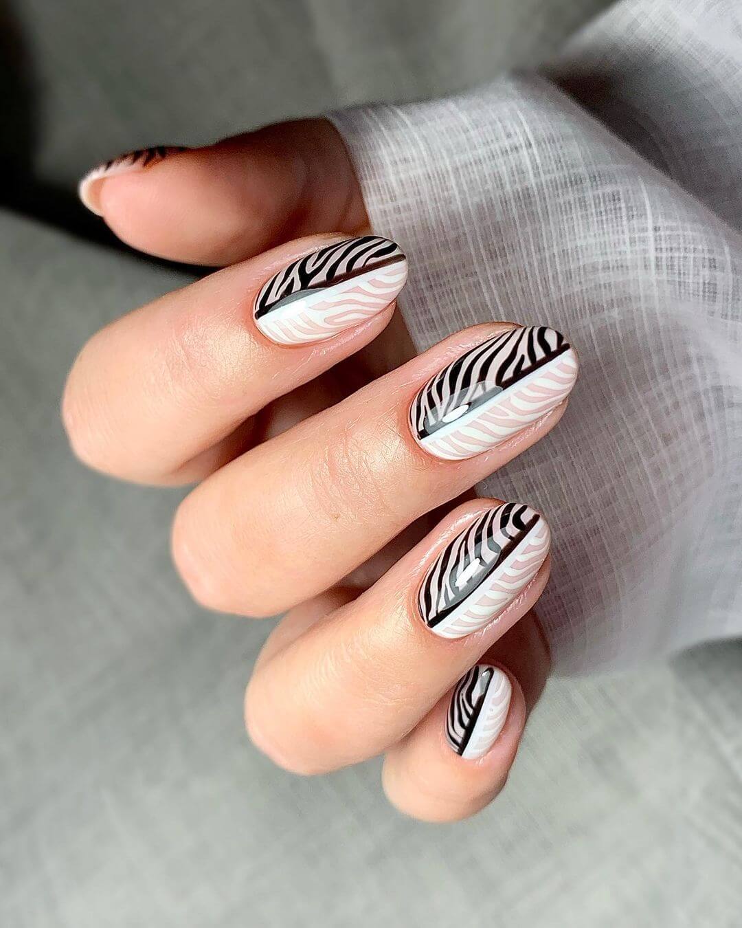 Zebra Nail Art Designs Semi Zebra Print Leaf Nail Art