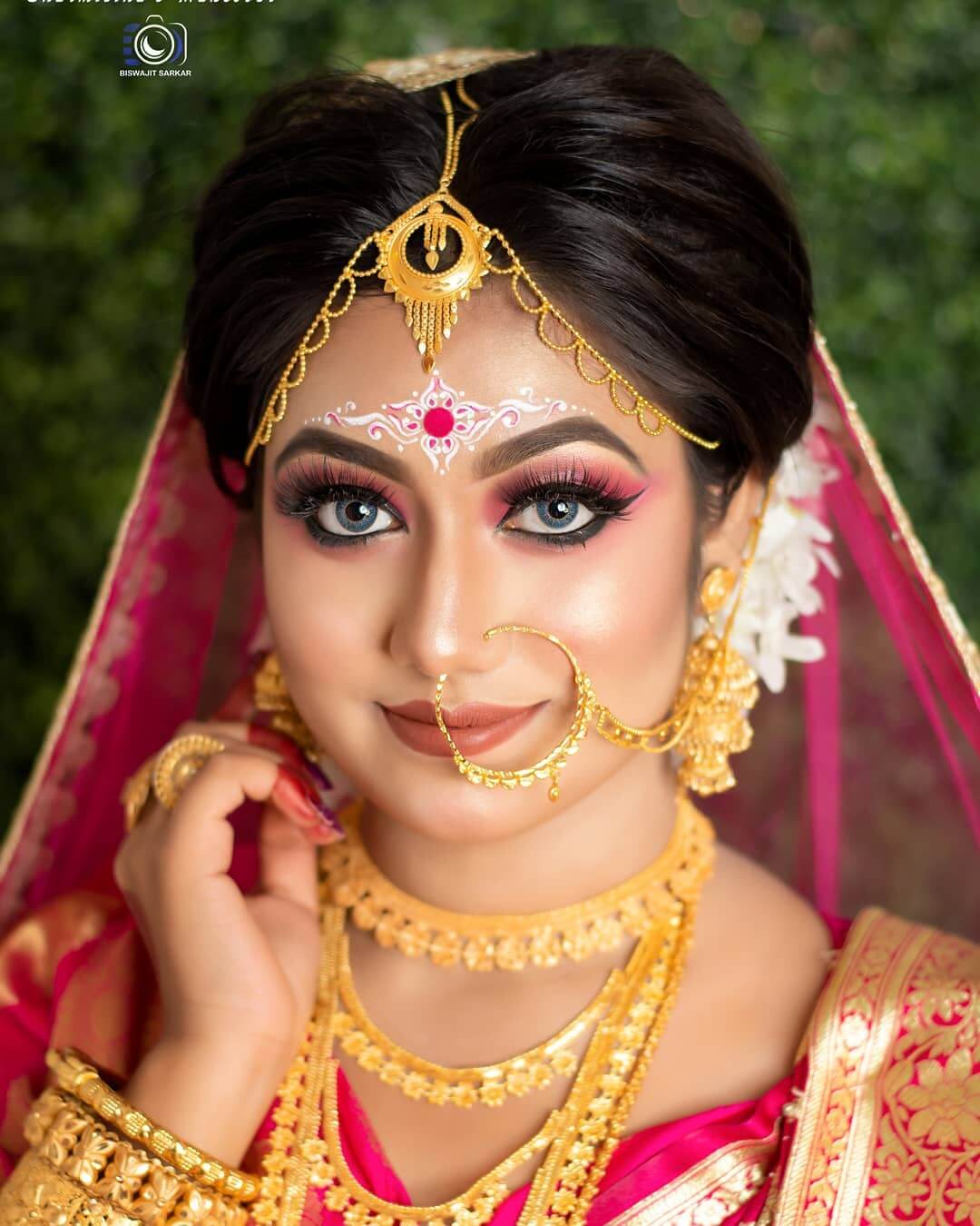Bengali Bridal Kolka design Pink and white Kolka design