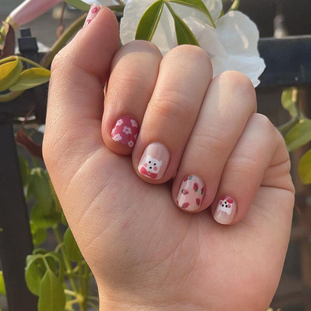 Bow Tie Nail Art Designs Cute Strawberry And Kitty Bow Tie Nails