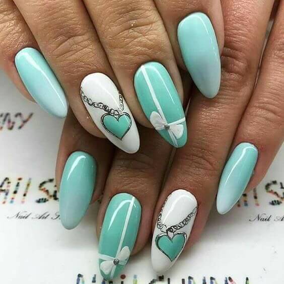 Pendant And Present Bow Tie Pastel Green Nails