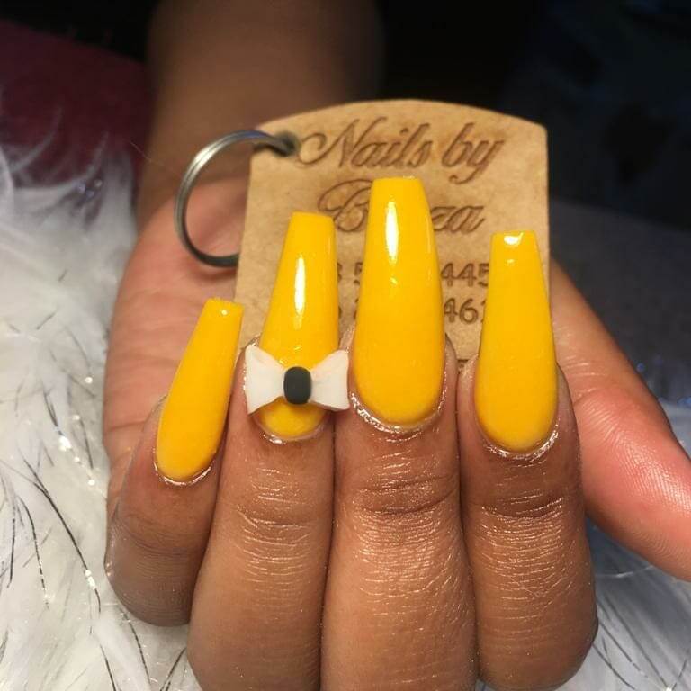Summer/Spring Yellow Bow Tie Nail Art