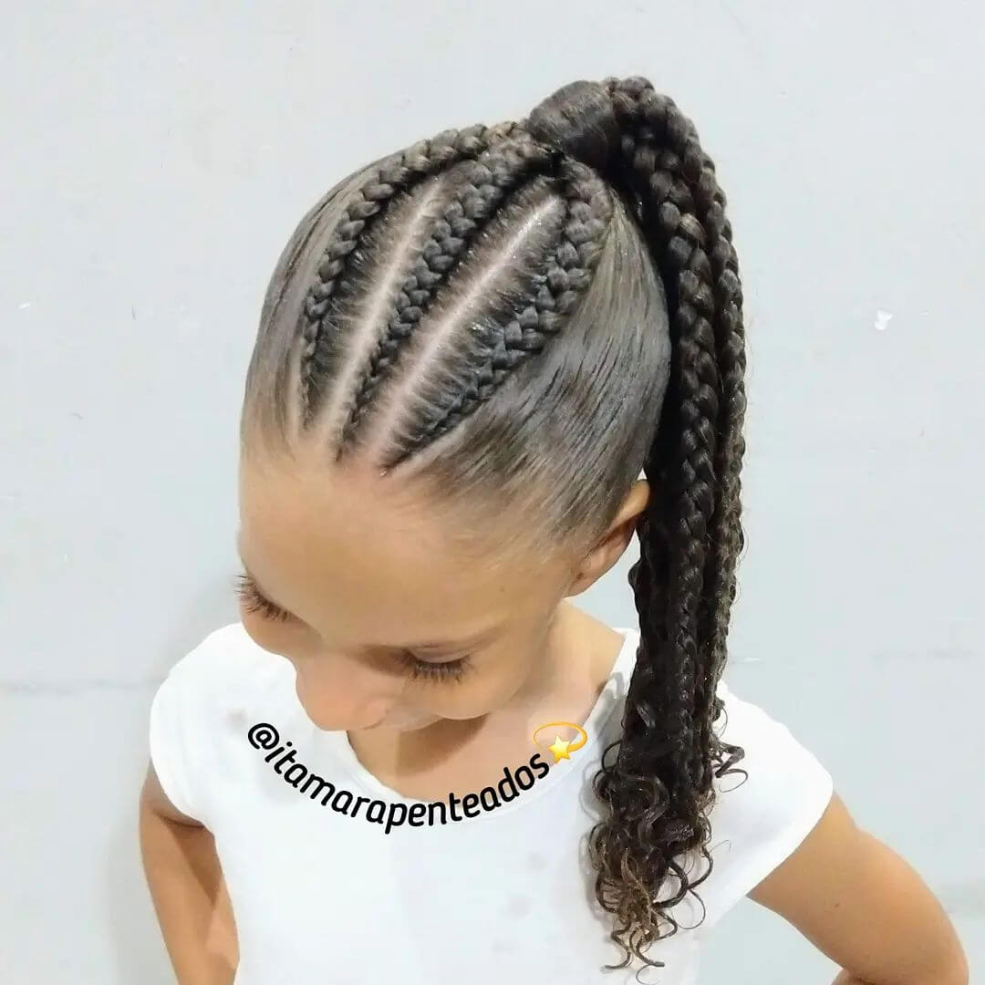 Cornrow braided ponytail for kids