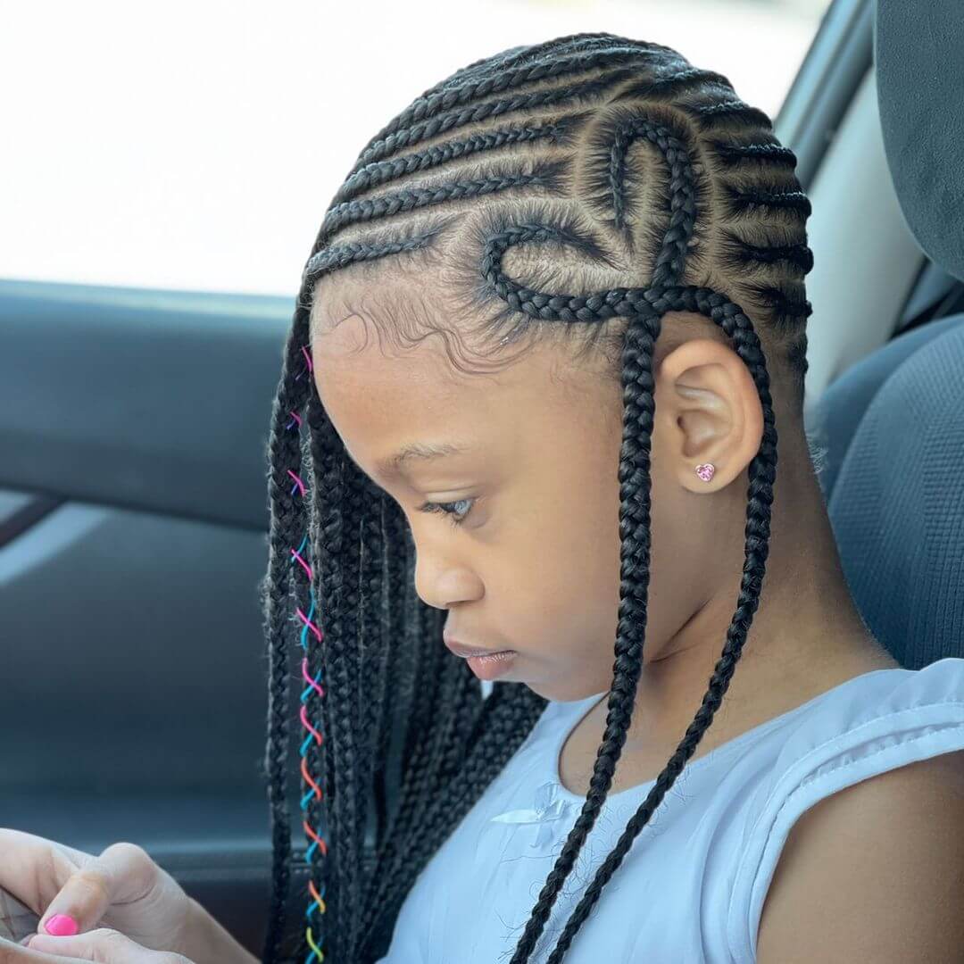 Box braid hair for kids with colour bands