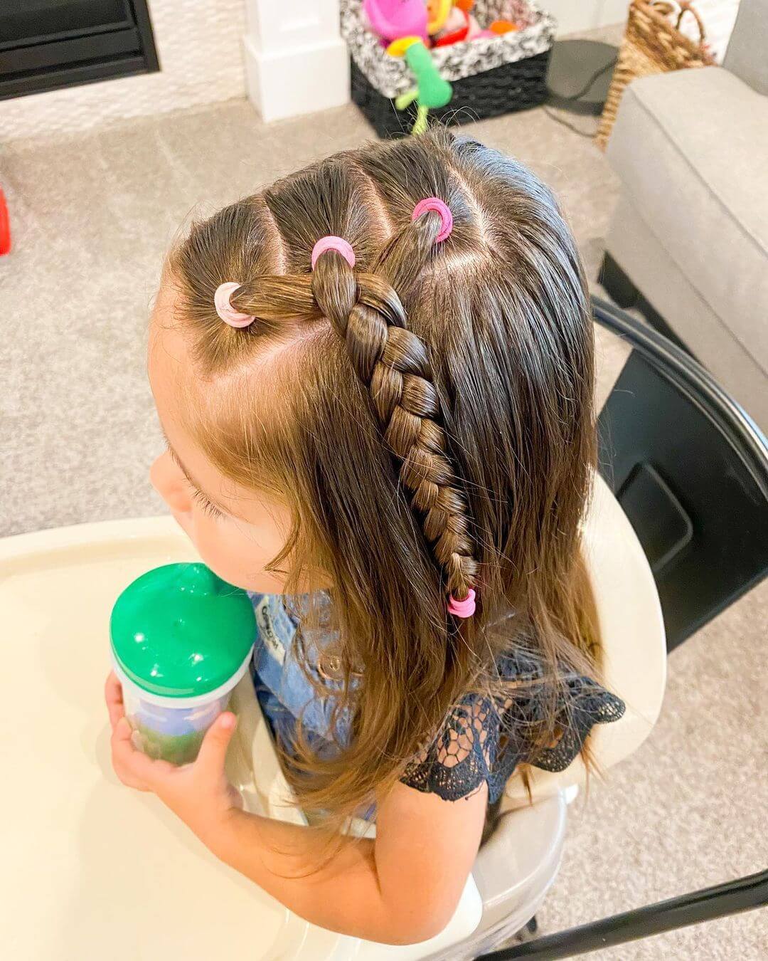 Braids for kids with long hair Side braid on open hair for kids