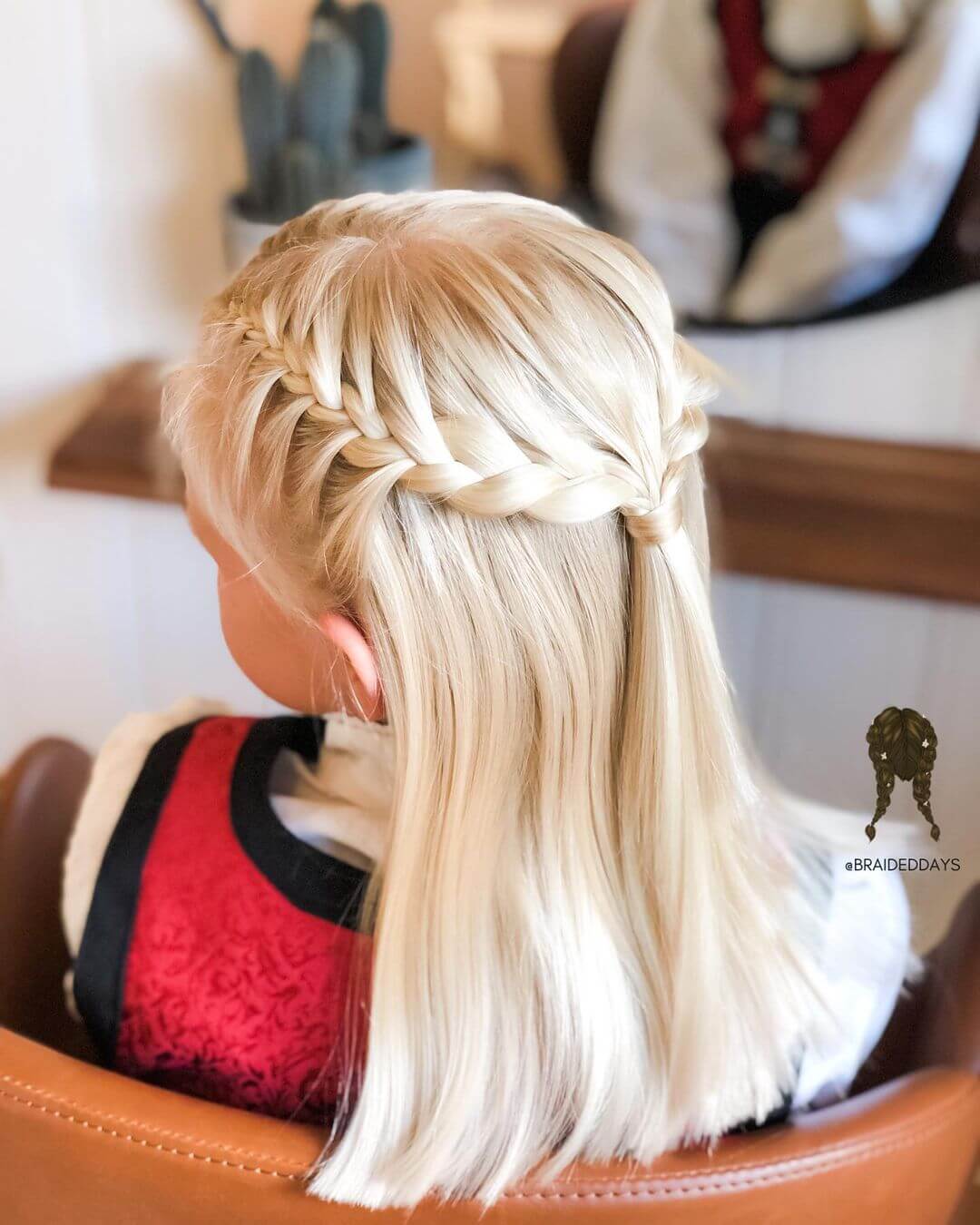 Braids for kids with long hair French braids with half-ponytail for kids