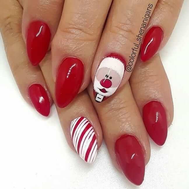 Christmas Nail Art Designs Santa and red is the best colour combo