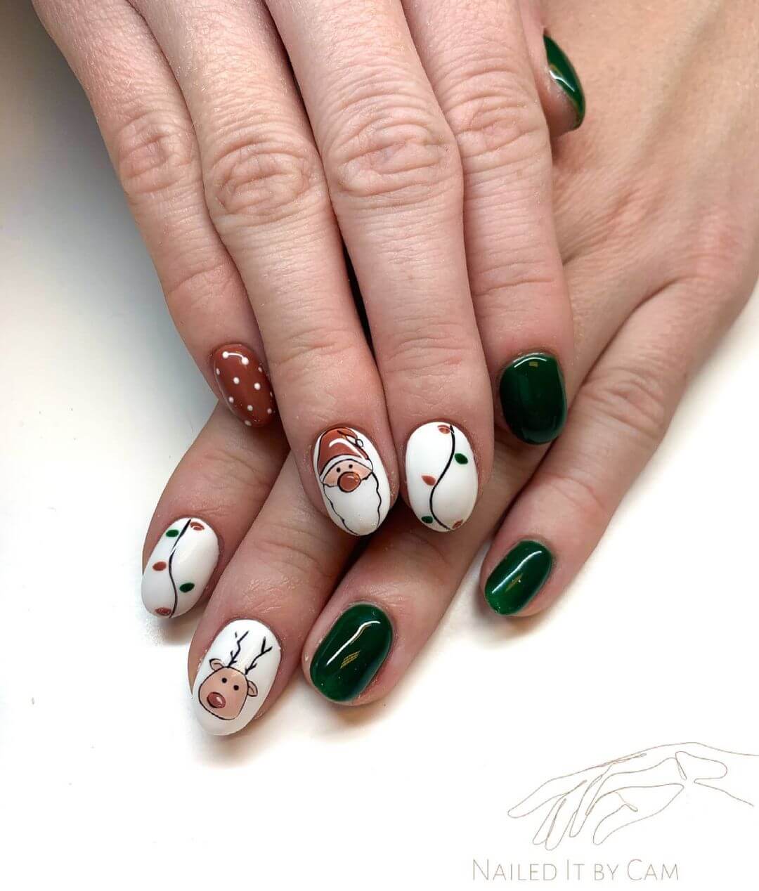 Christmas Nail Art Designs Santa and reindeer nail art design