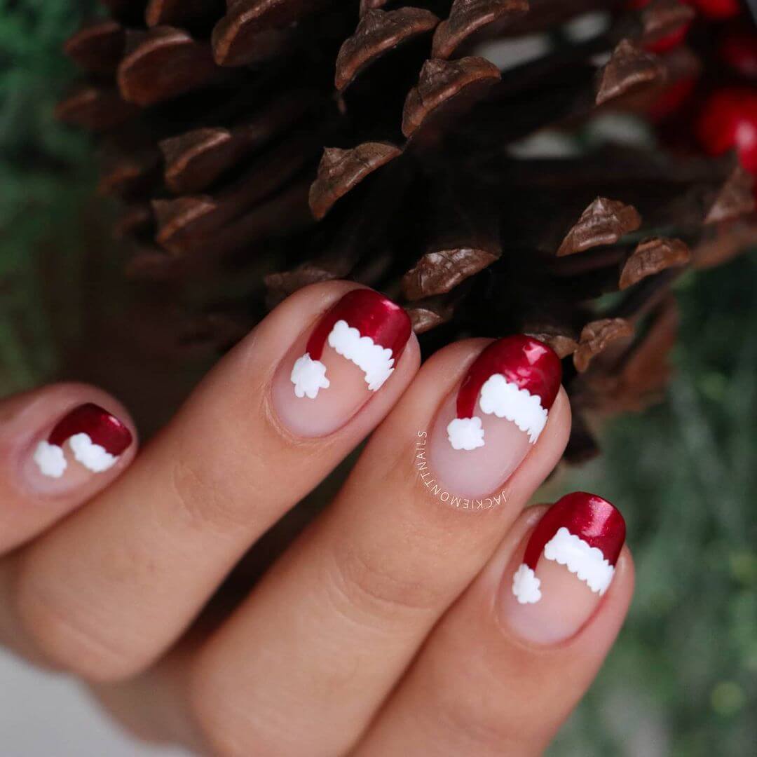 Christmas Nail Art Designs Santa cap be your Christmas nail art
