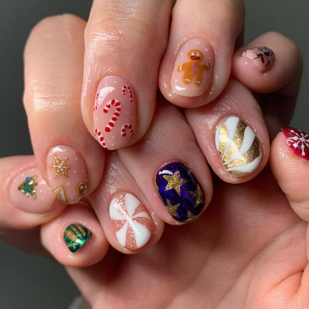 Christmas nail art designs The Stars And Candies