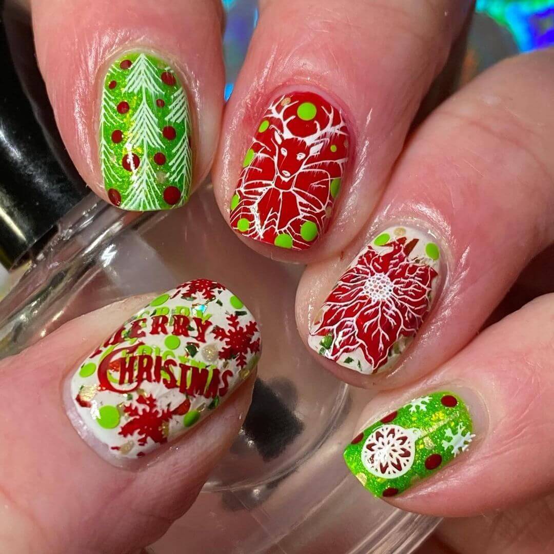 Christmas nail art designs In A One Horse Open Sleigh