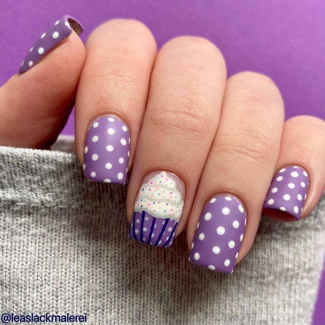 Polka dots and cupcakes are your nail art