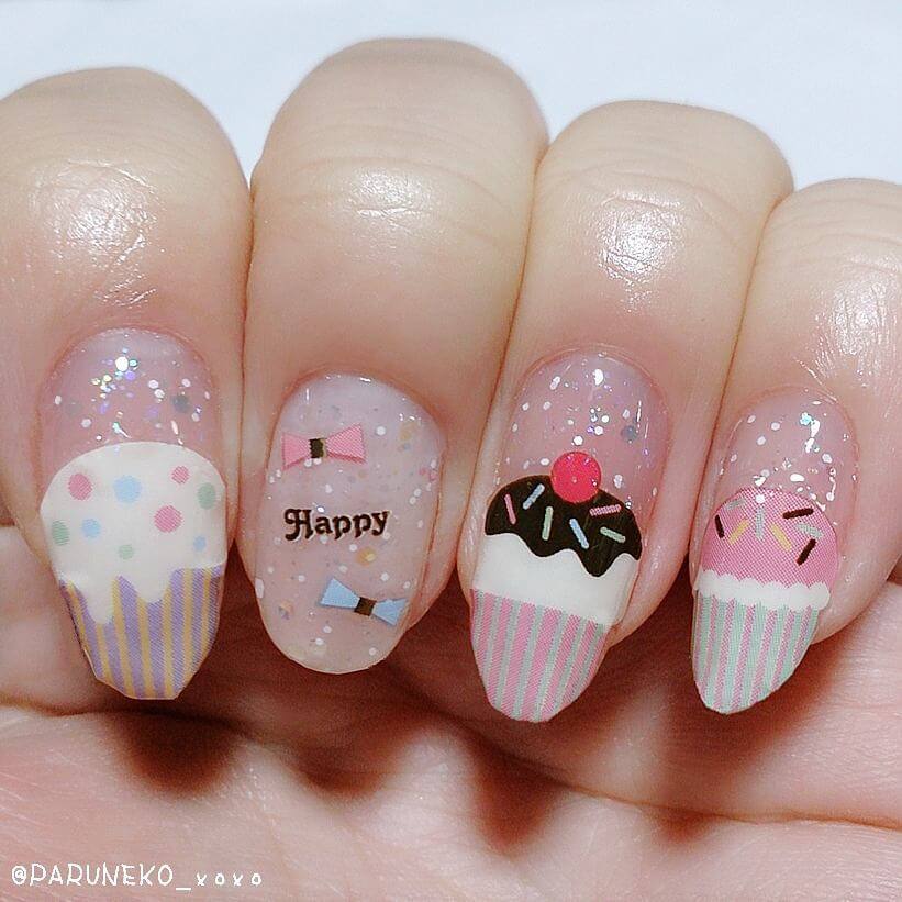 Various cupcakes for the best nail art look