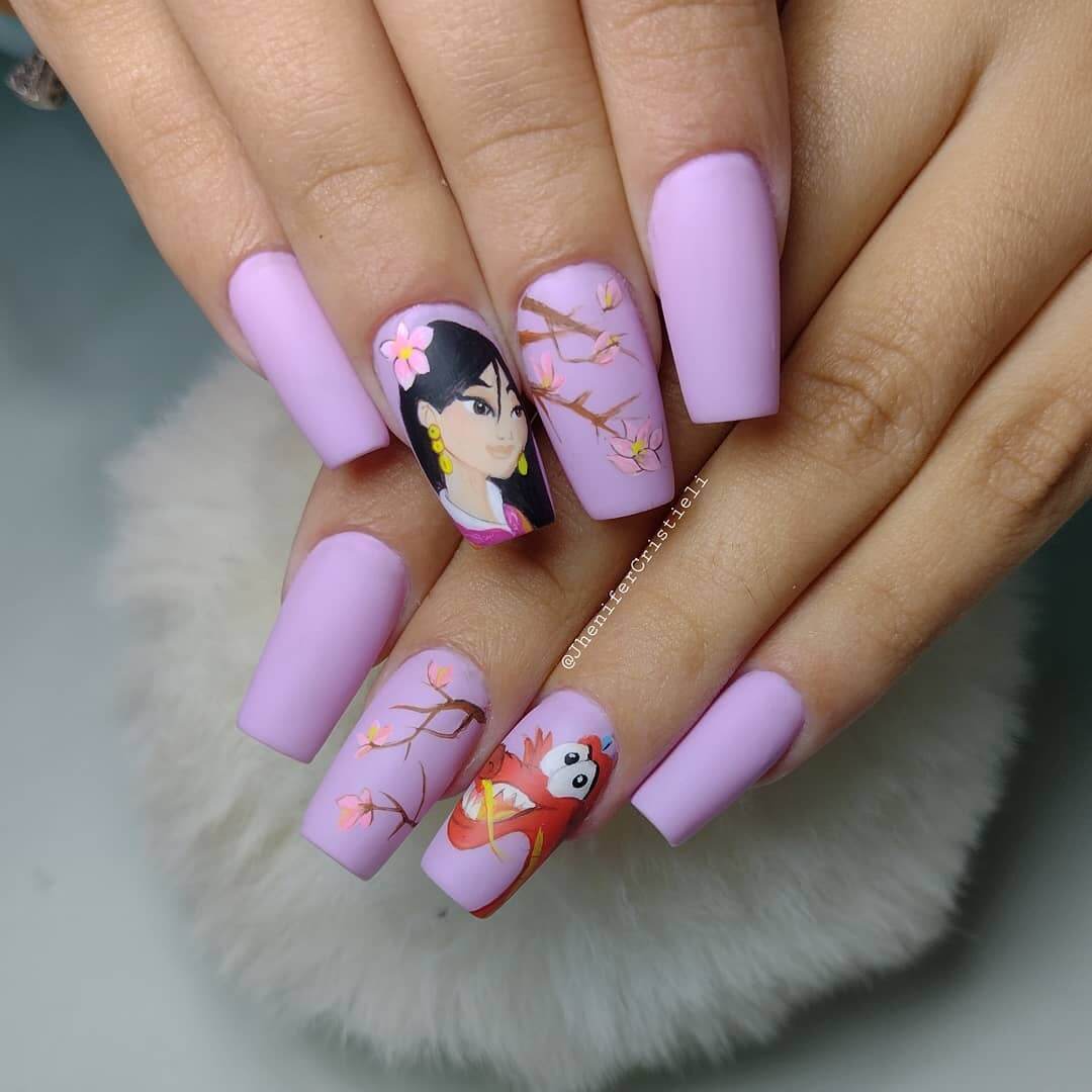 Disney Nail Art Designs Lavender with beautiful branches