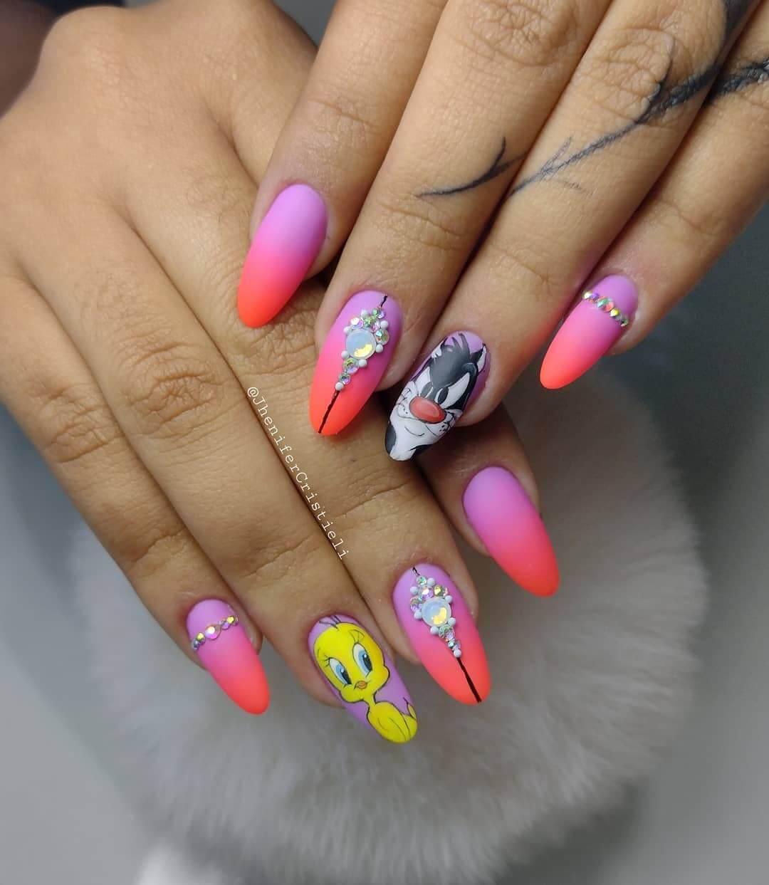 Disney Nail Art Designs You remember the tweety? Draw her