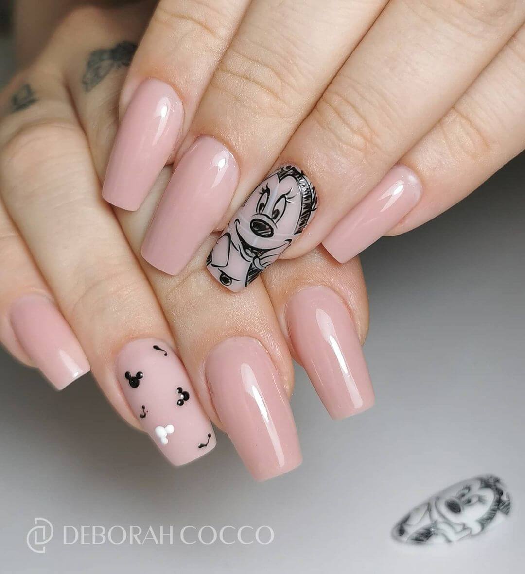 Disney Nail Art Designs Nude colours with Mickey nail art