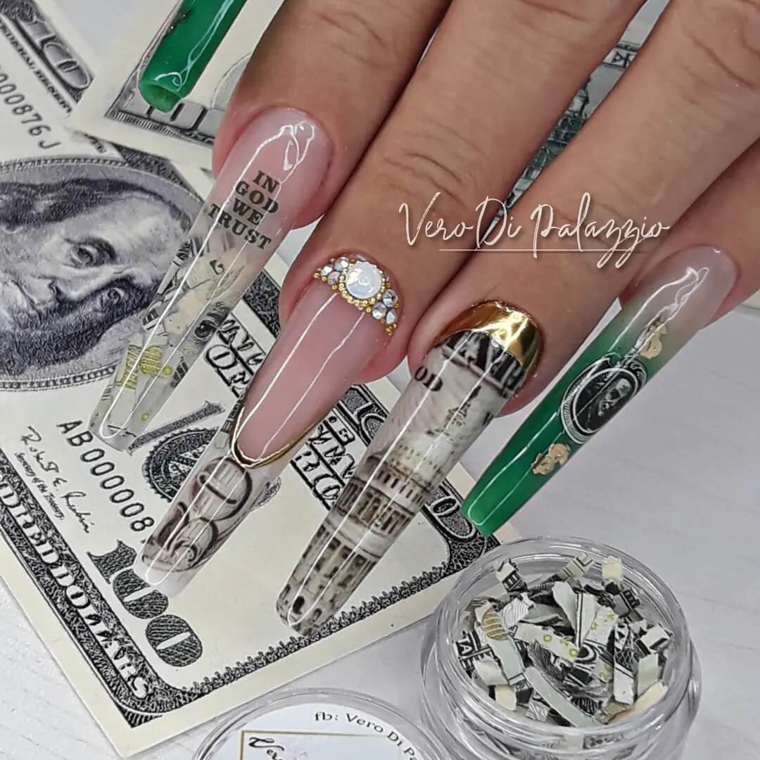 Another jewelled dollar nail art design