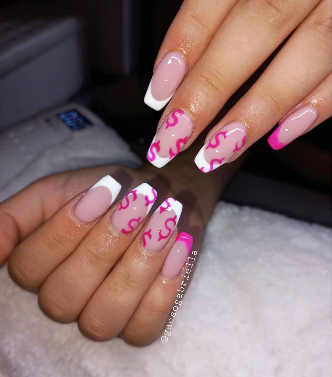 Dollar Nail Art Designs Dollar in pink nail art design