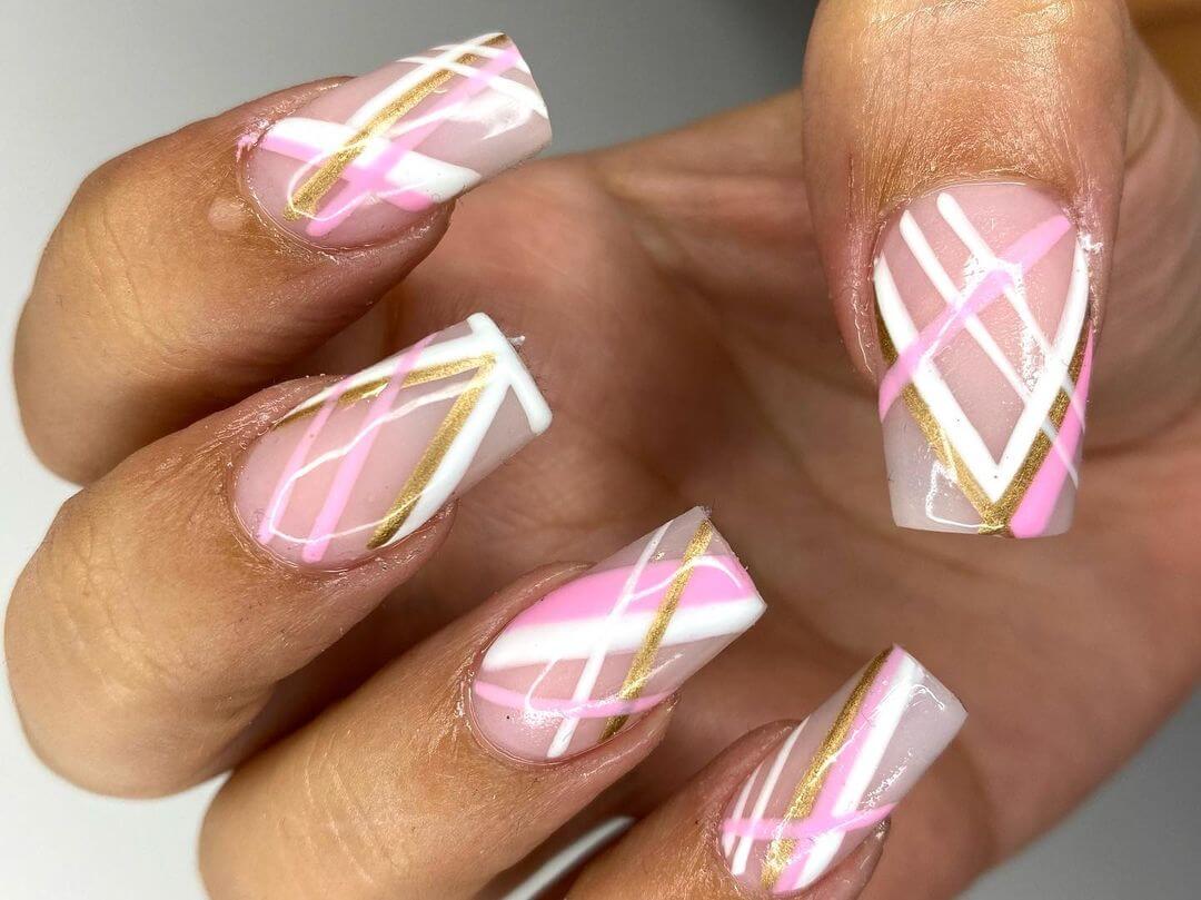 Gold Nail Art Designs Gold with pink nail art design