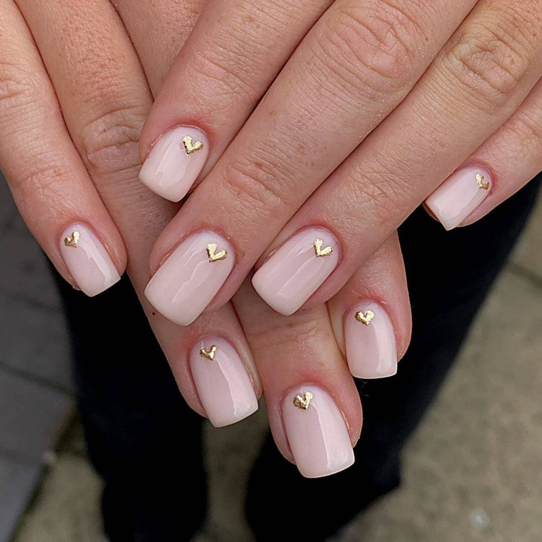 Nude colour with gold nail art