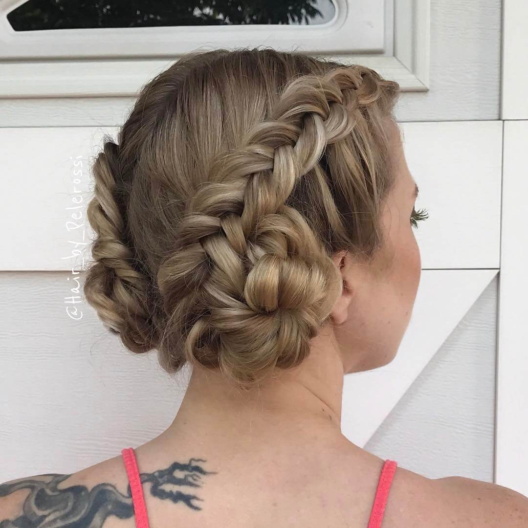 Hairstyle For College Girls Fishtail braided bun hair style