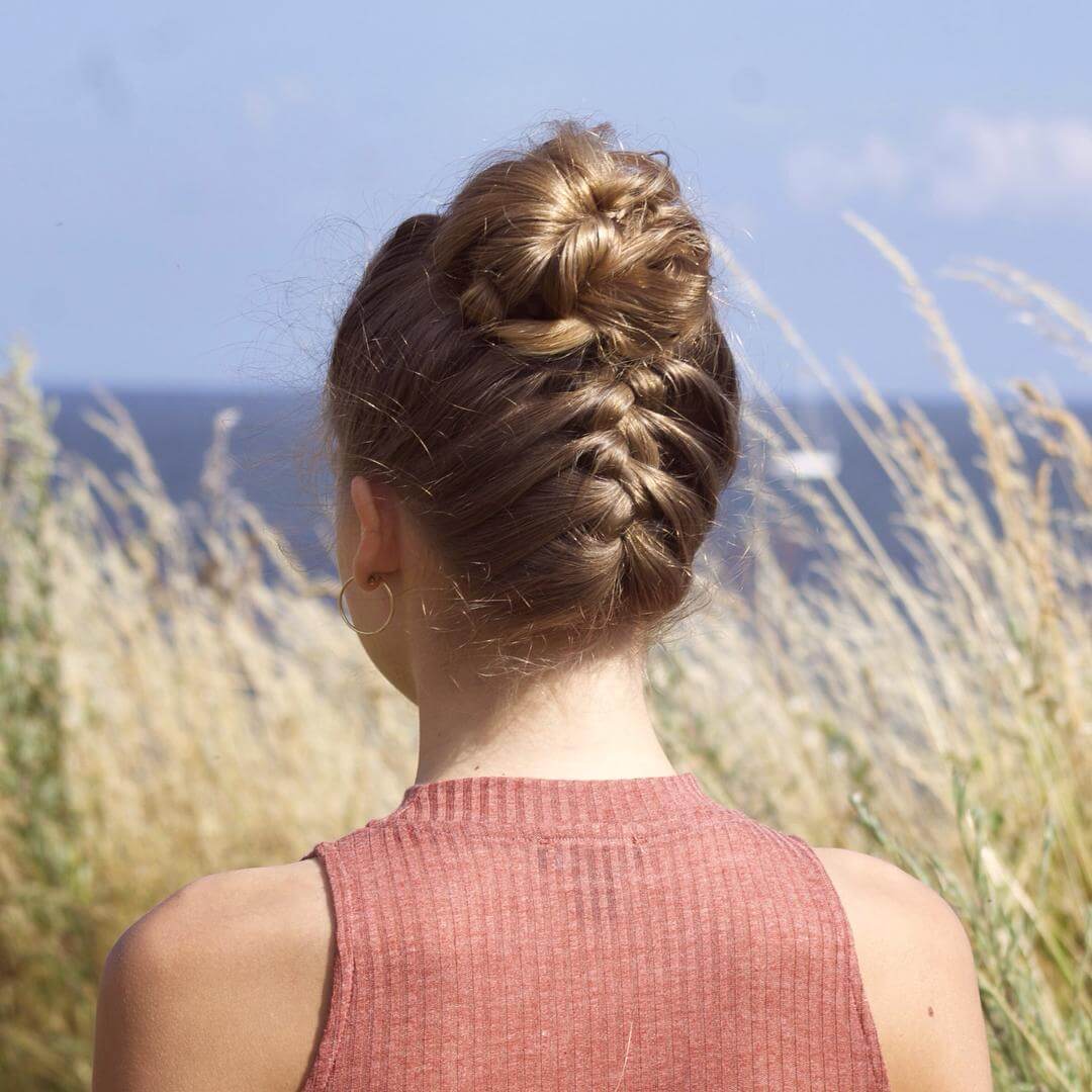 Hairstyle For College Girls Date braided-bun hair style