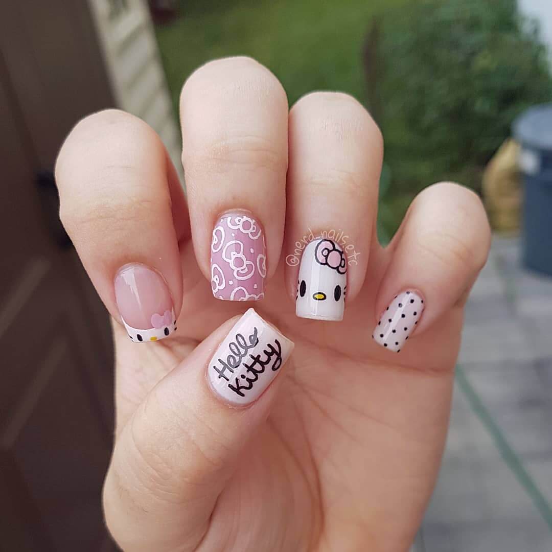 Hello Kitty Nail Art Designs Hello Kitty in pink nail art design