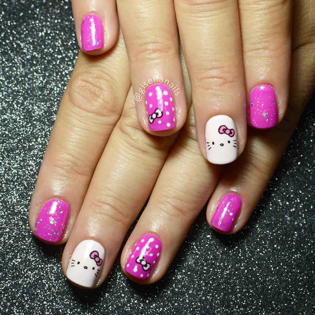 Hello Kitty Nail Art Designs Pink And White Hello Kitty Nails