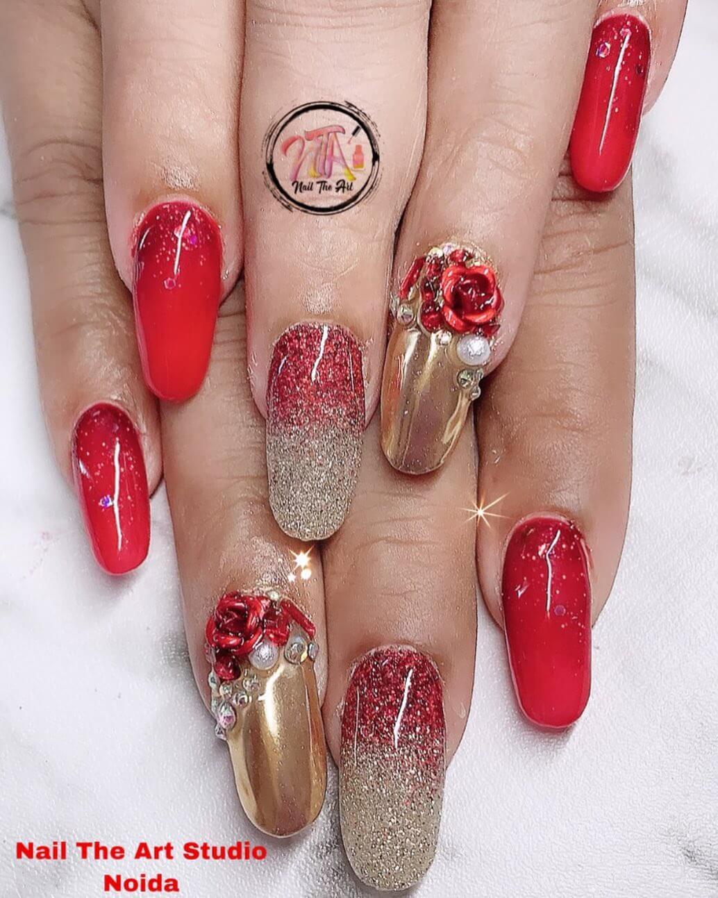Rose Bridal Nail Art Design