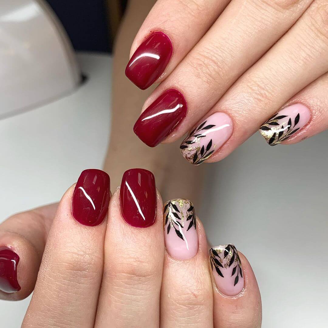 India Wedding Nail Art Designs Red infused with black colour