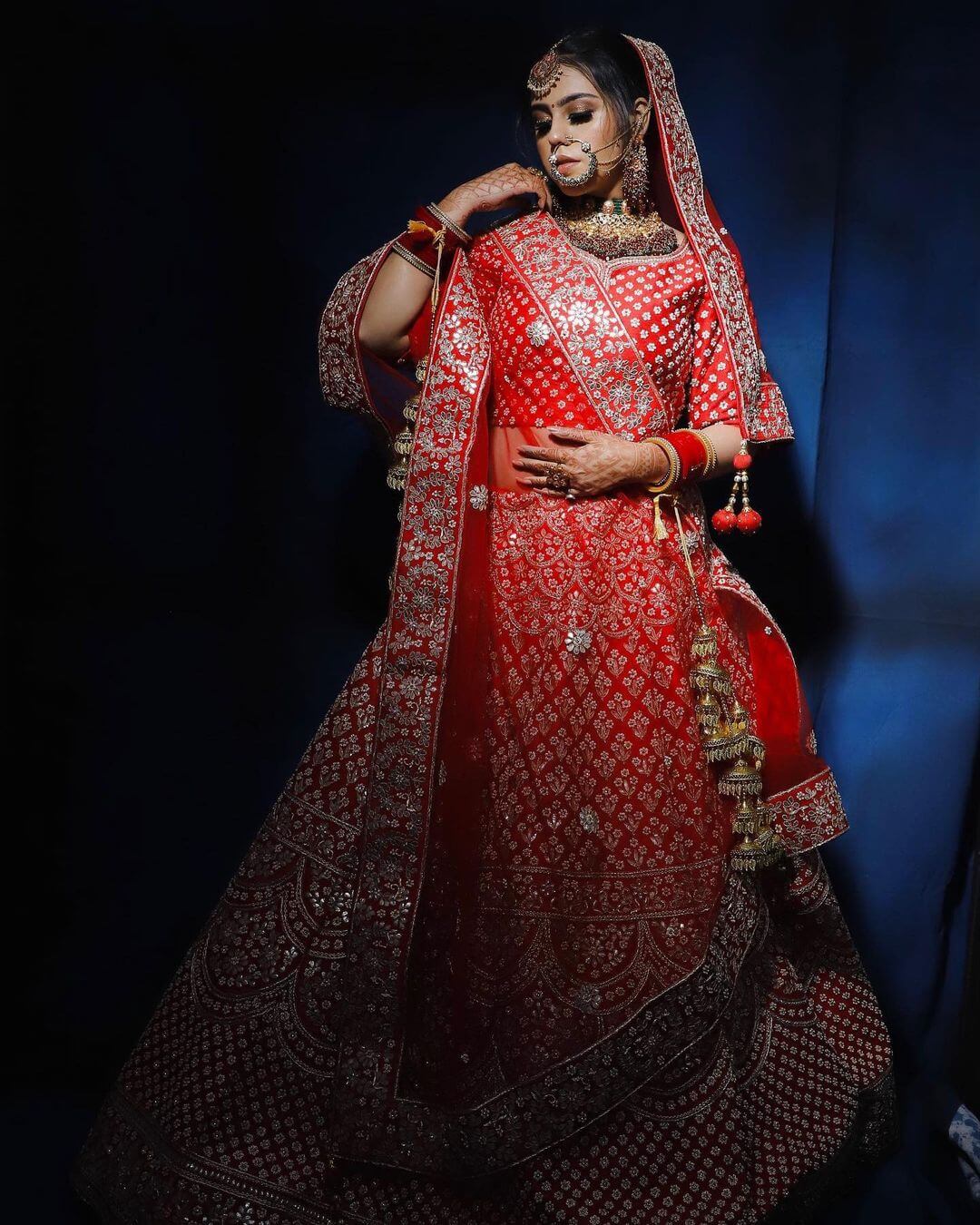 Indian Bridal Dupatta Styles Red Sheer Dupatta