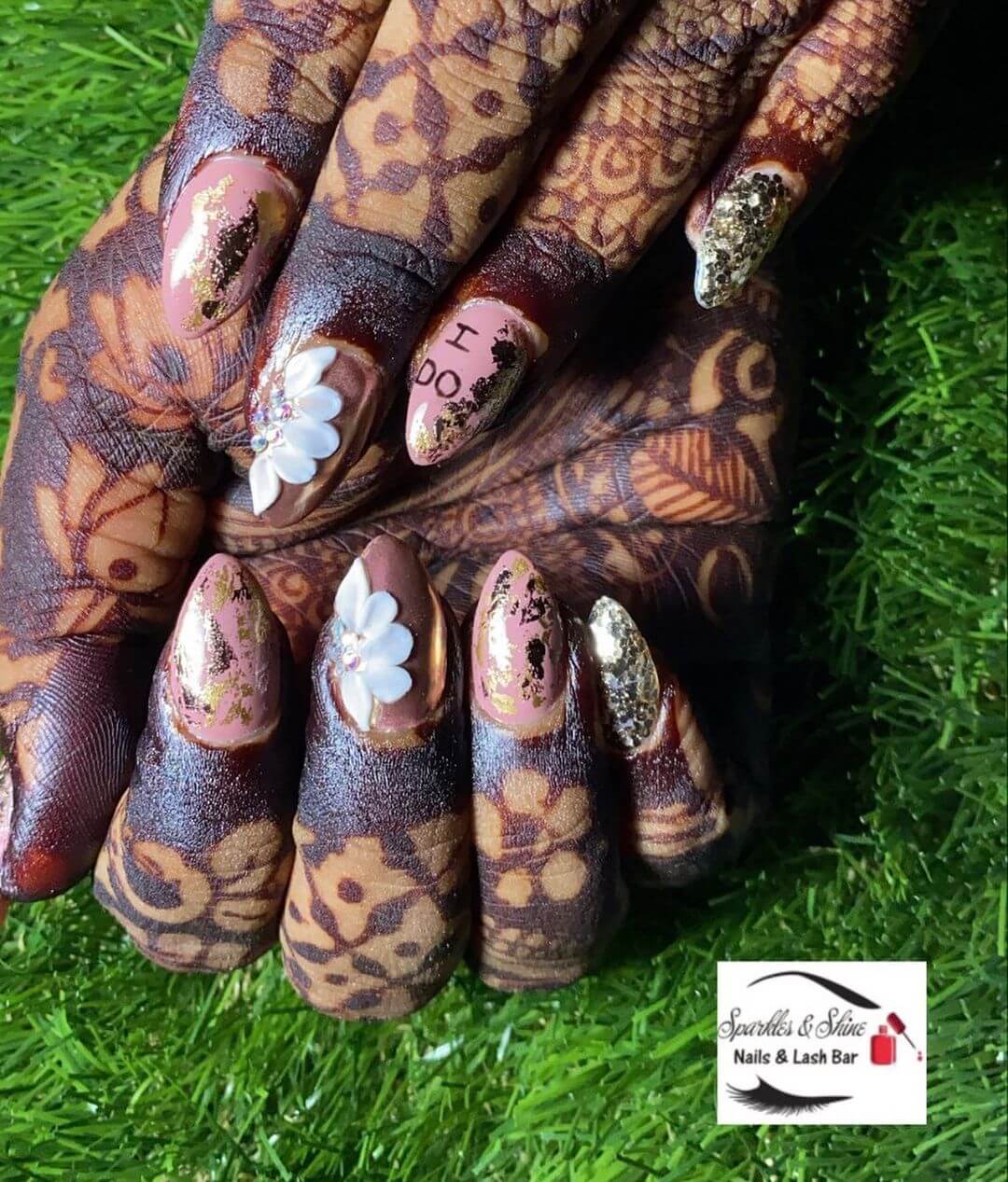 Indian Wedding Nail Art Designs Flowers And Pearls