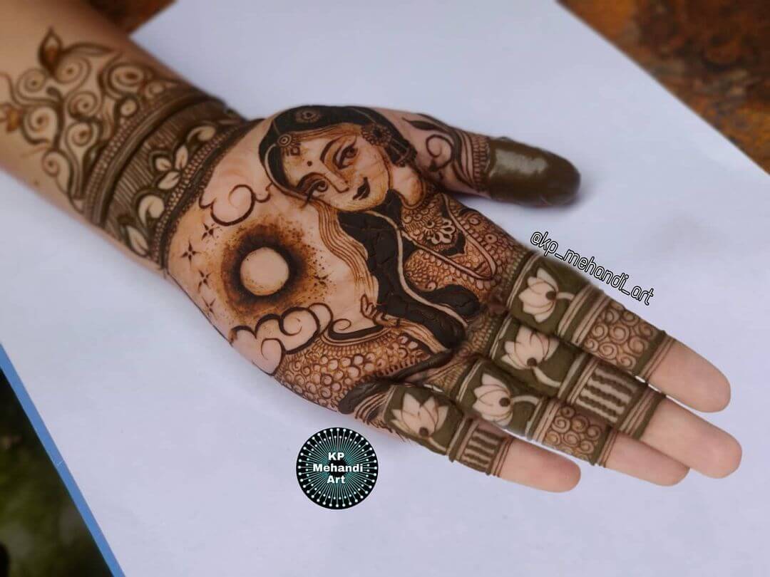 Karwa Chauth Mehendi Designs for Hand Elegant faces are what we see on this day!