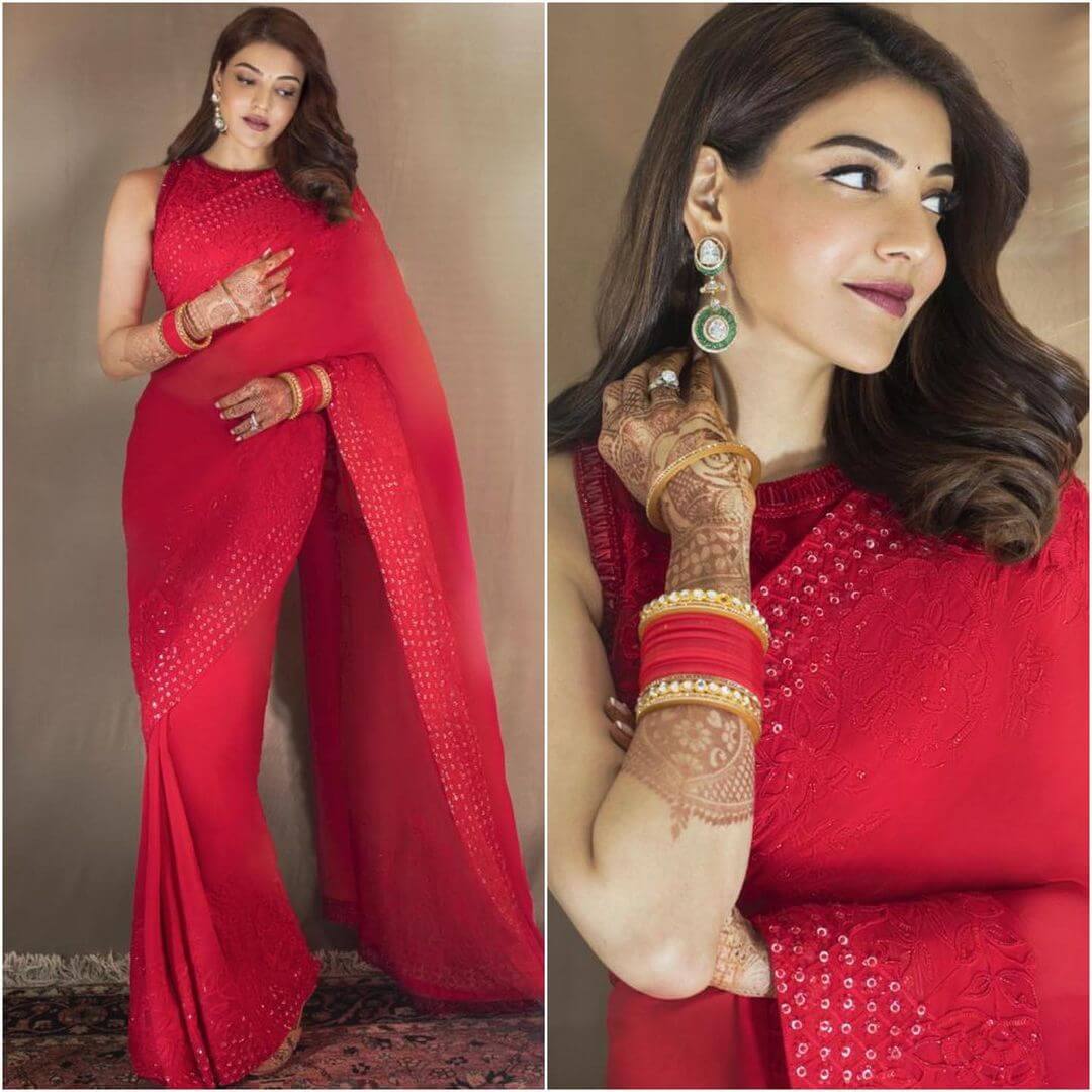 Kajal Aggarwal's Georgette Saree With Sequins